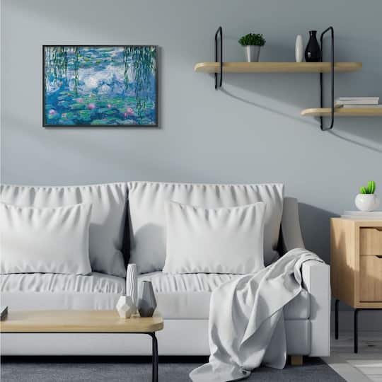 Stupell Industries Classic Water Lilies Painting Monet Pond Detail Black Framed Giclee Textured Wall Art